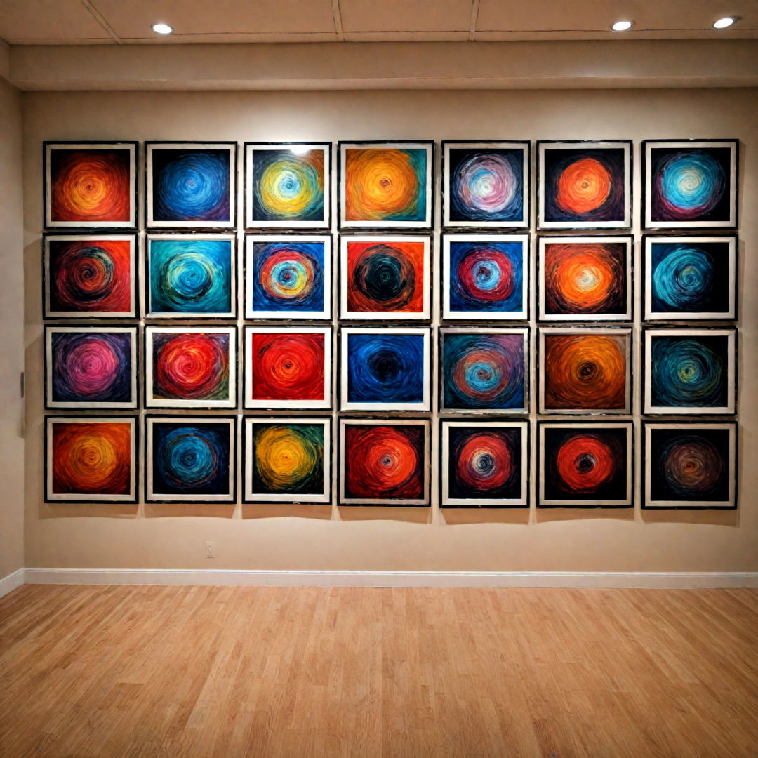 colorful abstract art gallery wall - 40 Gallery Wall Ideas