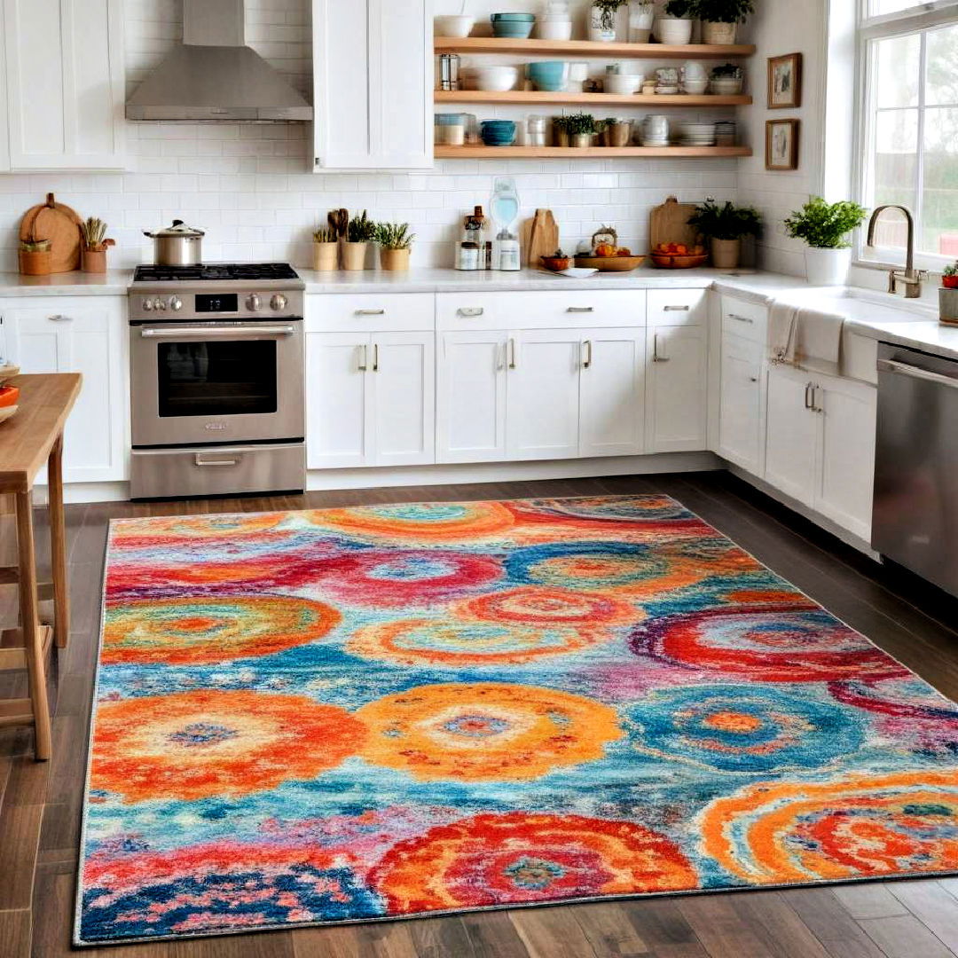 colorful area rug for kitchen decor - 40 Kitchen Decor Ideas