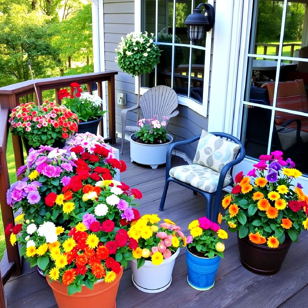 colorful flower combinations - 25 Deck Decorating Ideas With Plants
