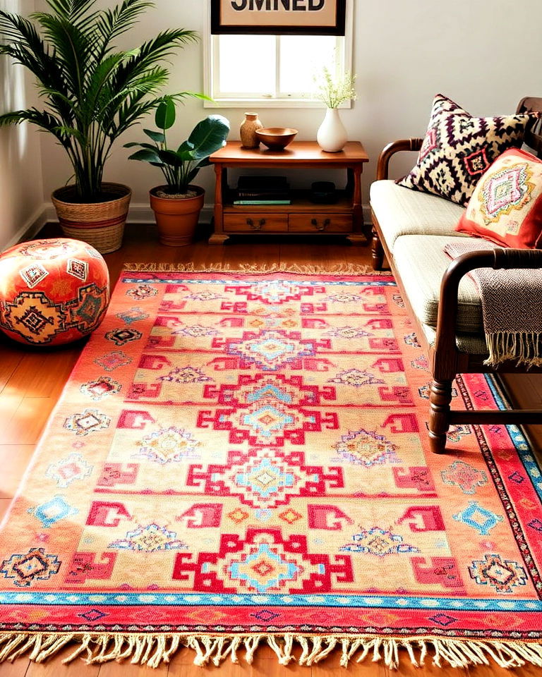 colorful kilim rug for mediterranean flair - 20 Mediterranean Bedroom Ideas
