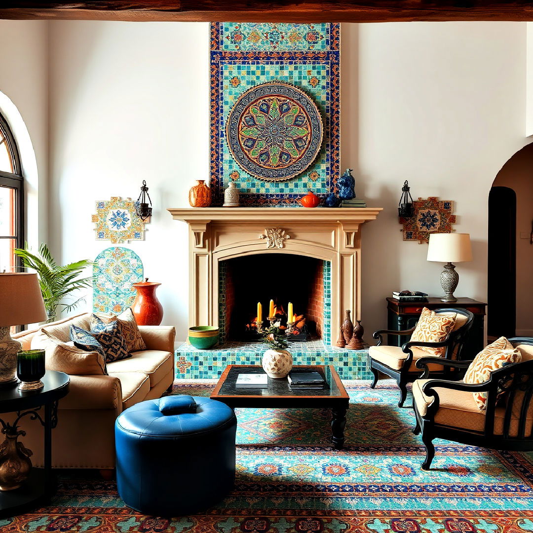 colorful mosaic tiles to add artistic flair - 25 Spanish Style Living Room Ideas
