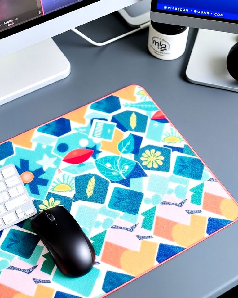 colorful mouse pad to add personality - 30 Cubicle Decor Ideas