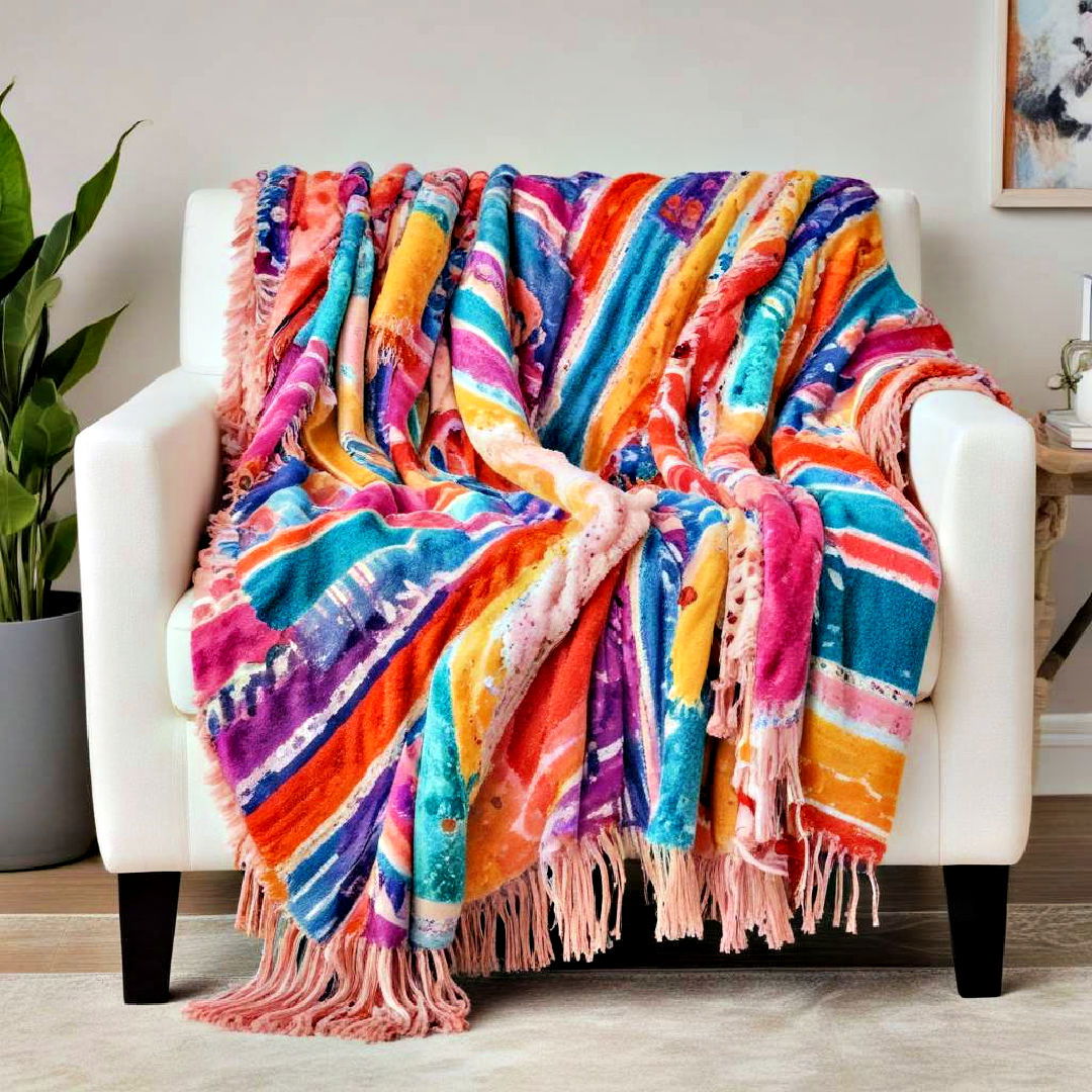 colorful throw blanket over the chair - 40 Teenage Girl Bedroom Ideas