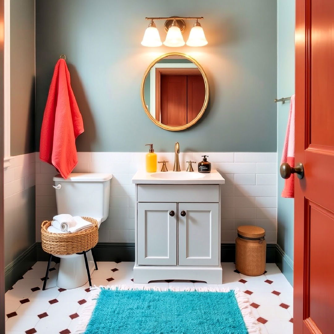 colorful towel and accessories - 25 Colorful Bathroom Ideas