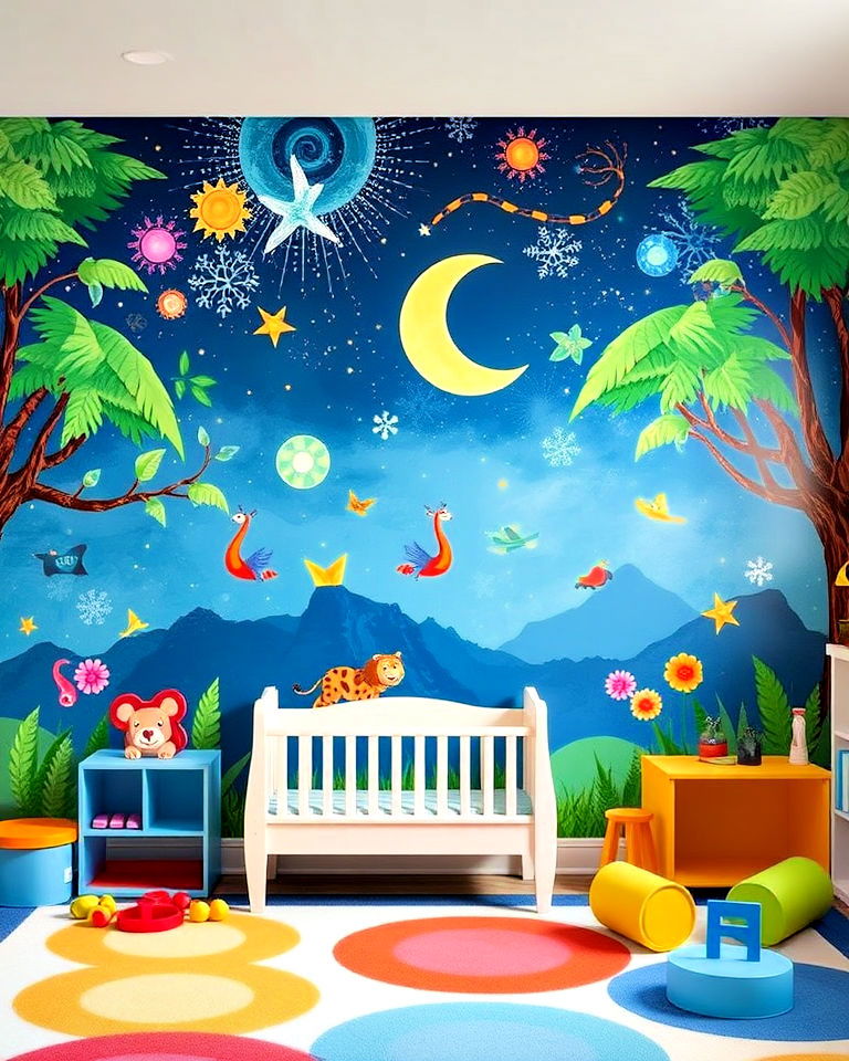 colorful wall murals for playroom - 40 Playroom Ideas