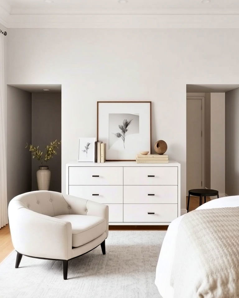 combine clean lines and curved forms - 30 Transitional Bedroom Ideas