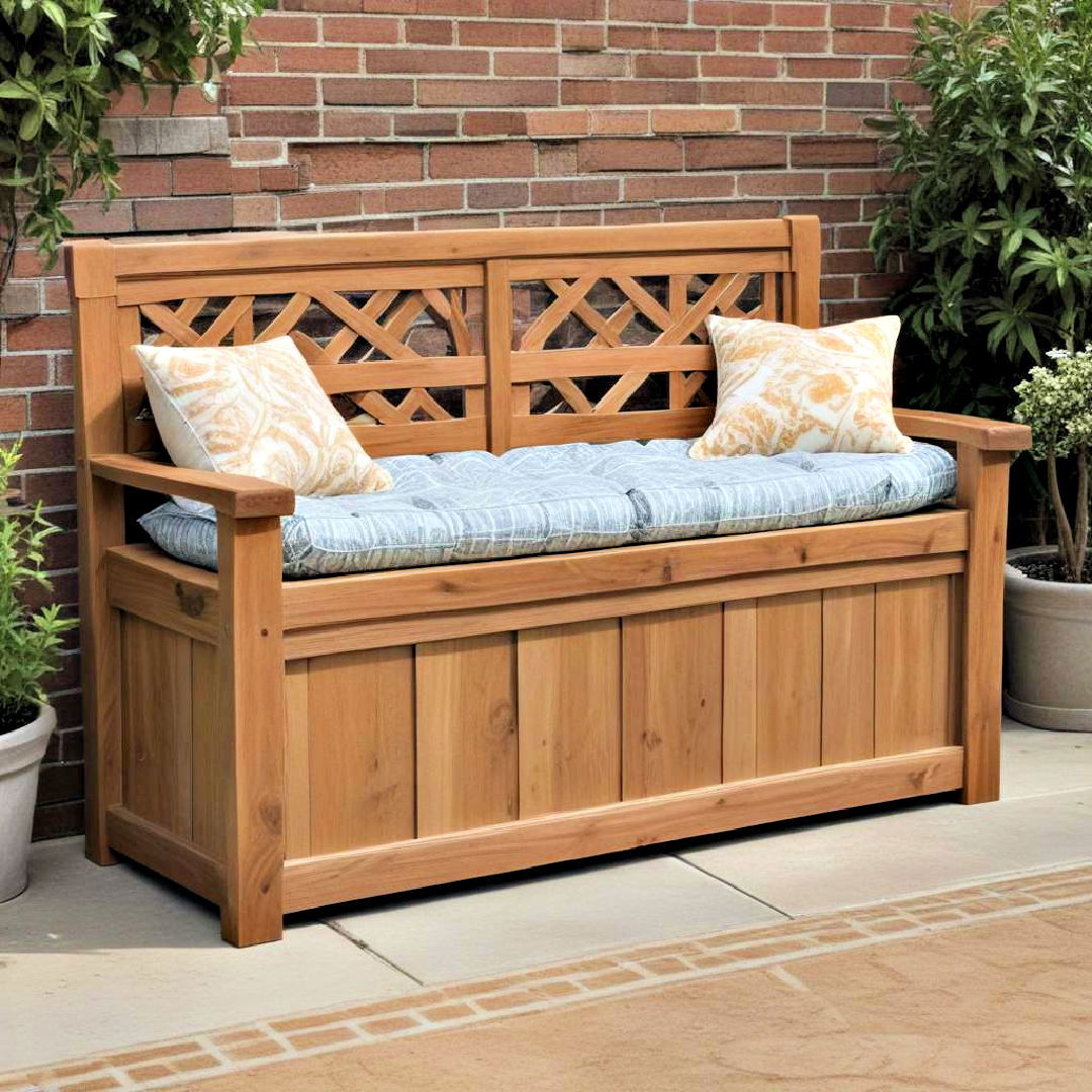 combine seating and storage with outdoor bench - 40 Outdoor Seating Ideas