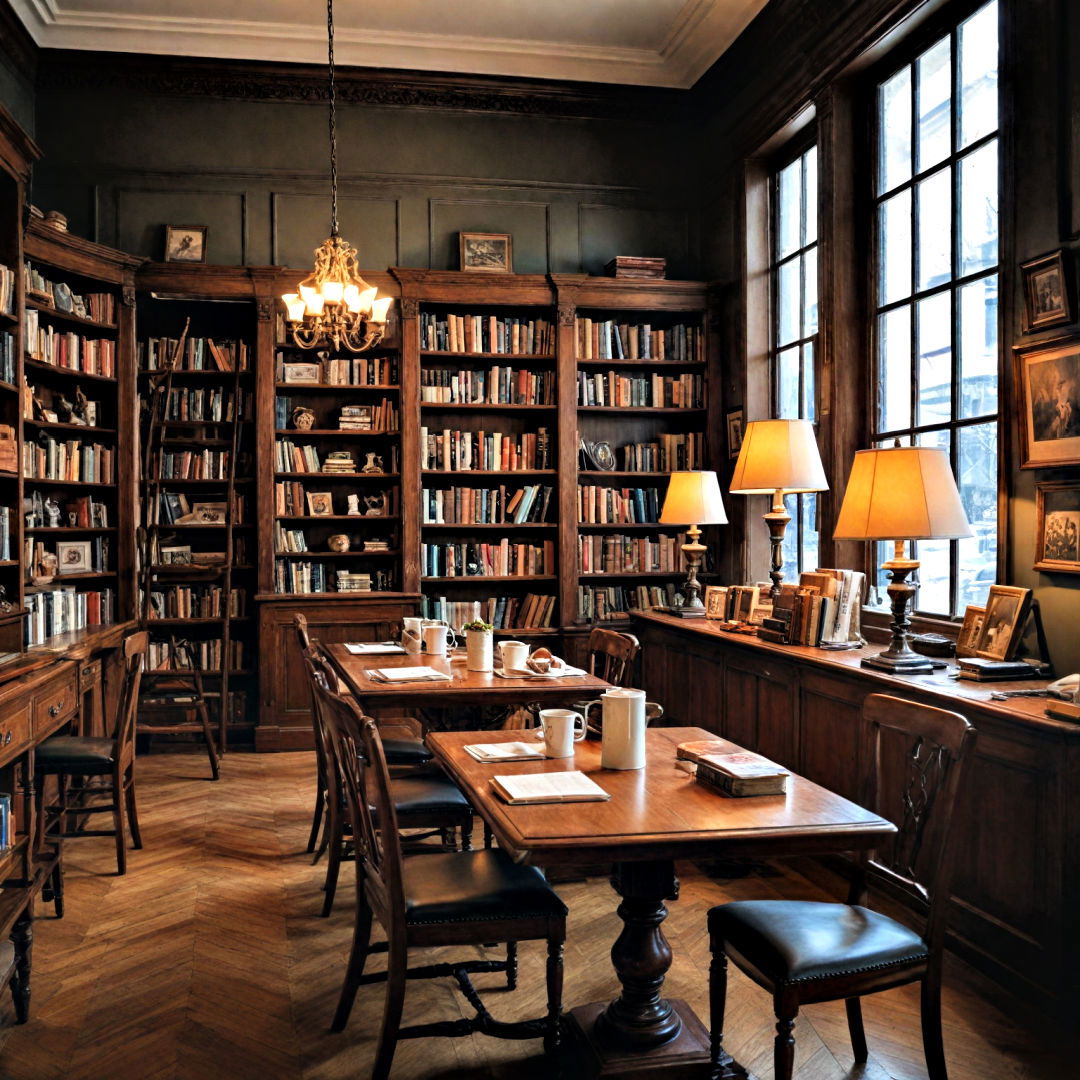 combine the vintage library with a coffee shop - 40 Coffee Bar Ideas