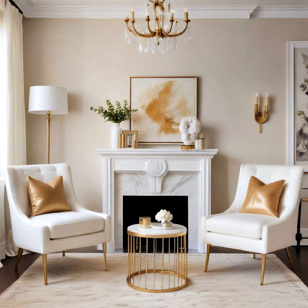 comfortable accent chairs - 25 White and Gold Living Room Ideas