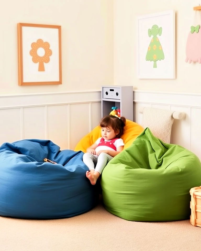 comfortable bean bag seating area - 40 Toddler Room Ideas