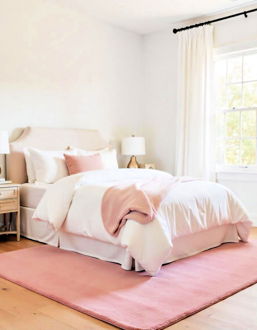 comfortable blush pink rug - 15 Blush Pink Bedroom Ideas