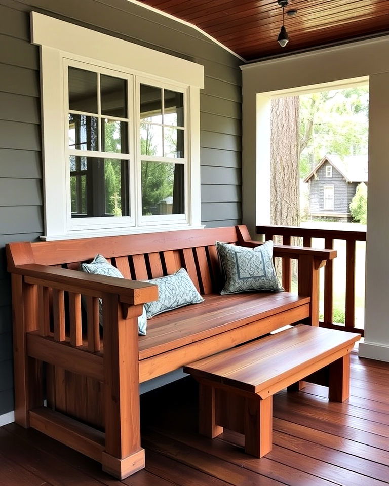 comfortable built in bench - 40 Craftsman Style House Exterior Ideas