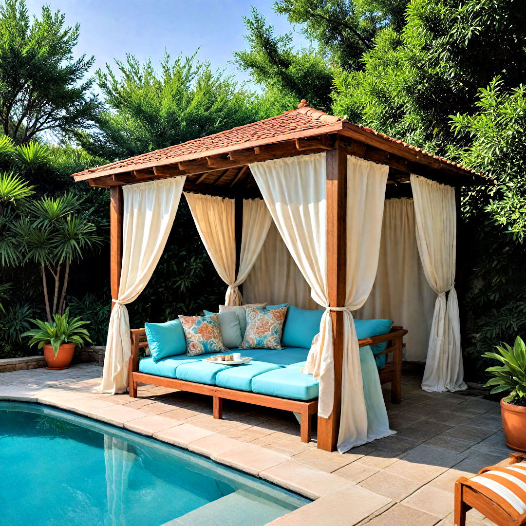 comfortable cabana near the pool - 40 Hardscaping Ideas