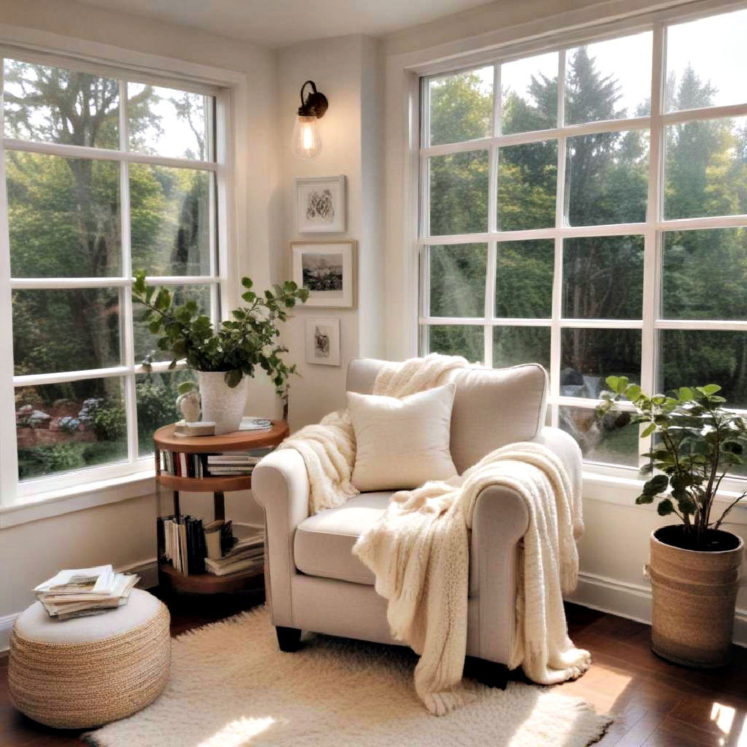 comfortable cozy reading nook - 30 Sunroom Ideas
