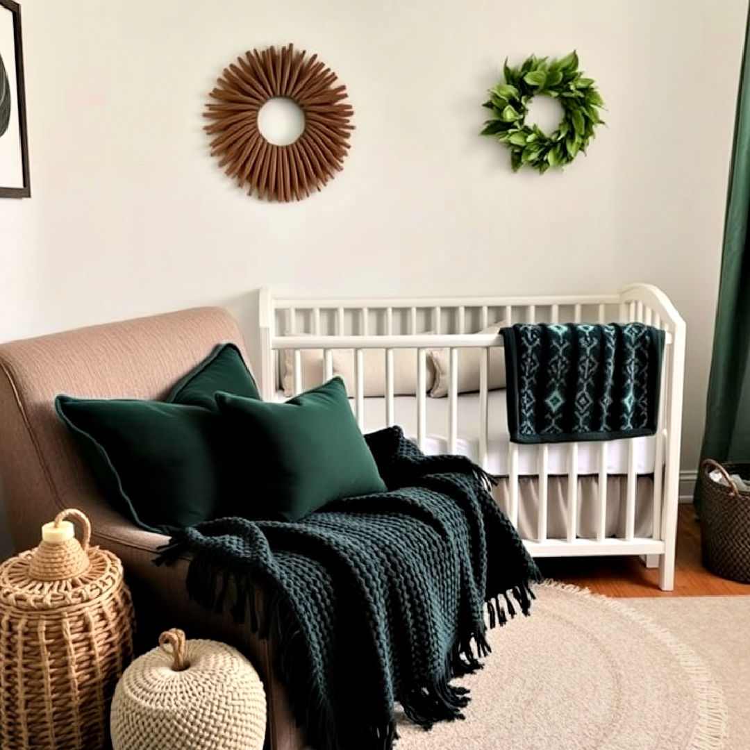 comfortable dark green cushions - 25 Dark Green Nursery Ideas