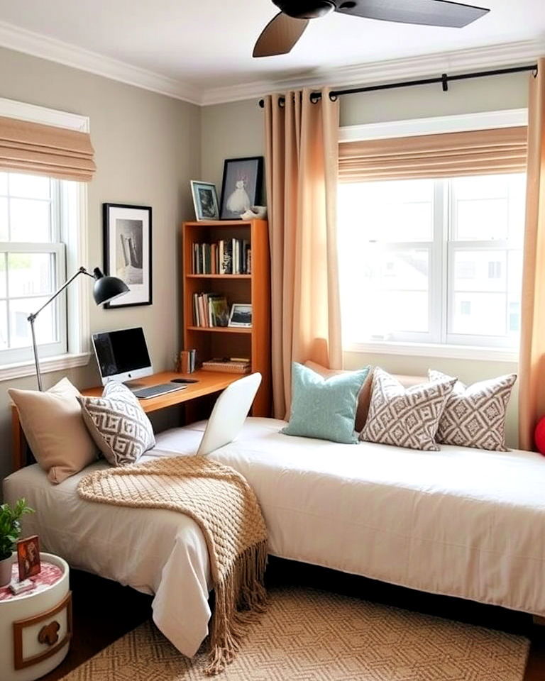 comfortable daybed with workspace - 40 Bedroom Office Ideas