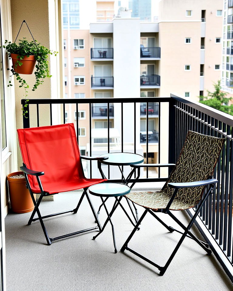 comfortable foldable sling chairs - 25 Balcony Seating Ideas