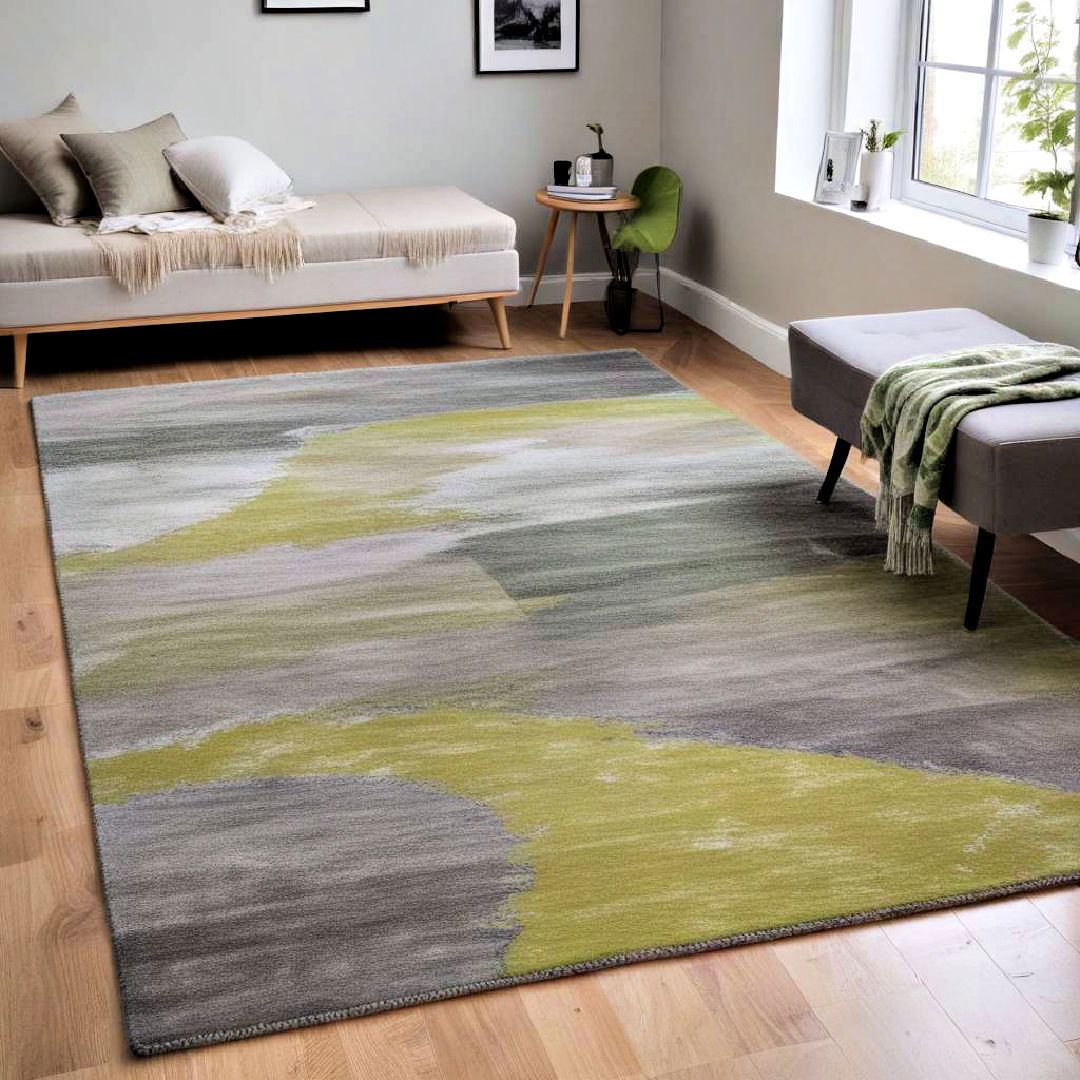comfortable grey and green rug - 20 Green and Grey Bedroom Ideas