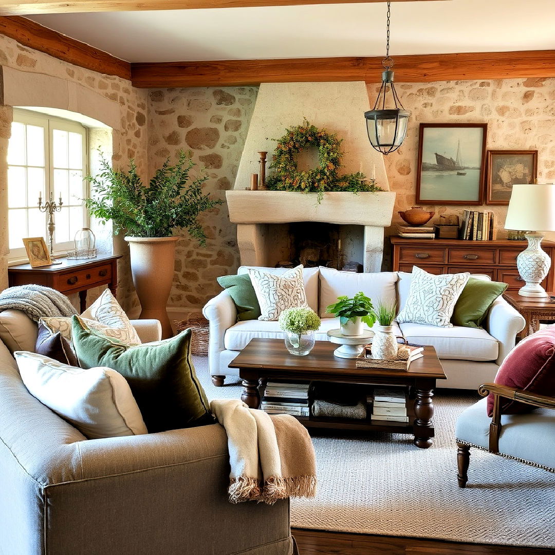 comfortable layer textures for depth - 40 French Country Living Room Ideas
