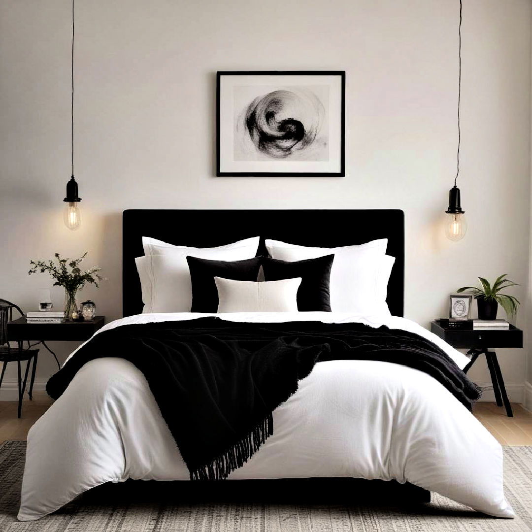 comfortable layer textures - 40 Black and White Bedroom Ideas