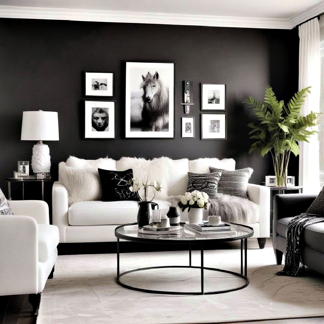 comfortable luxurious textiles - 30 Black and White Living Room Ideas