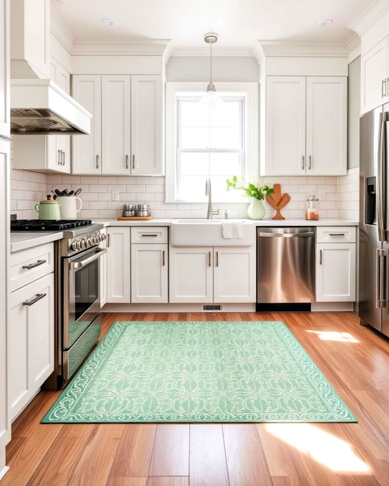 comfortable mint green accent rug for kitchen - 30 Mint Green Kitchen Ideas