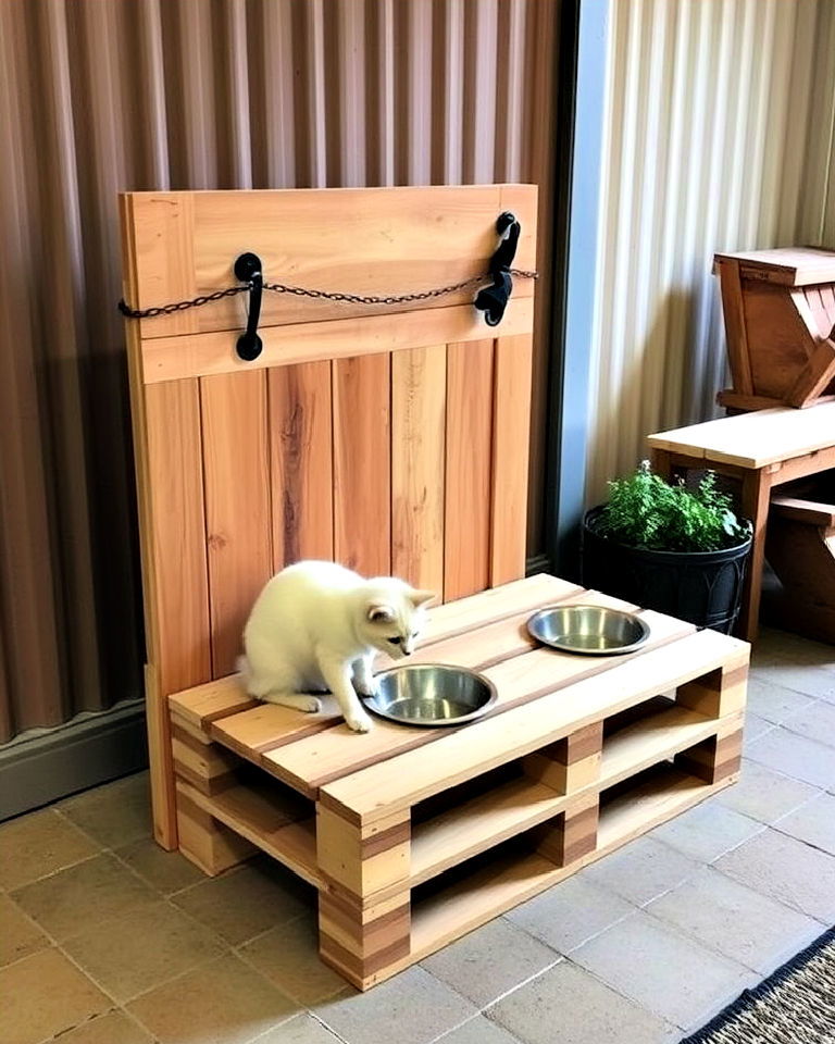 comfortable pallet pet feeder station - 40 Pallet Furniture Ideas