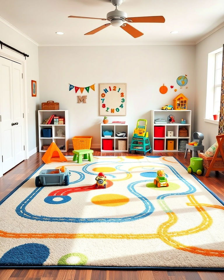 comfortable playroom rug - 40 Playroom Ideas