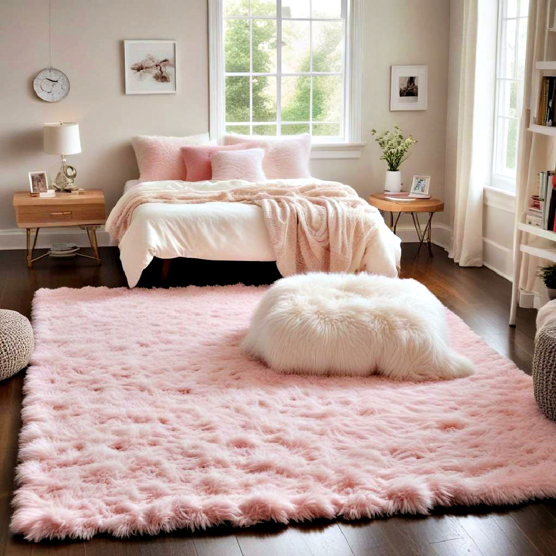 comfortable plush rug - 40 Teenage Girl Bedroom Ideas