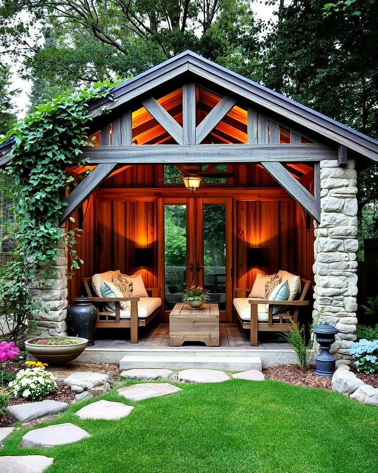comfortable rustic garden shelters - 35 Secret Garden Ideas