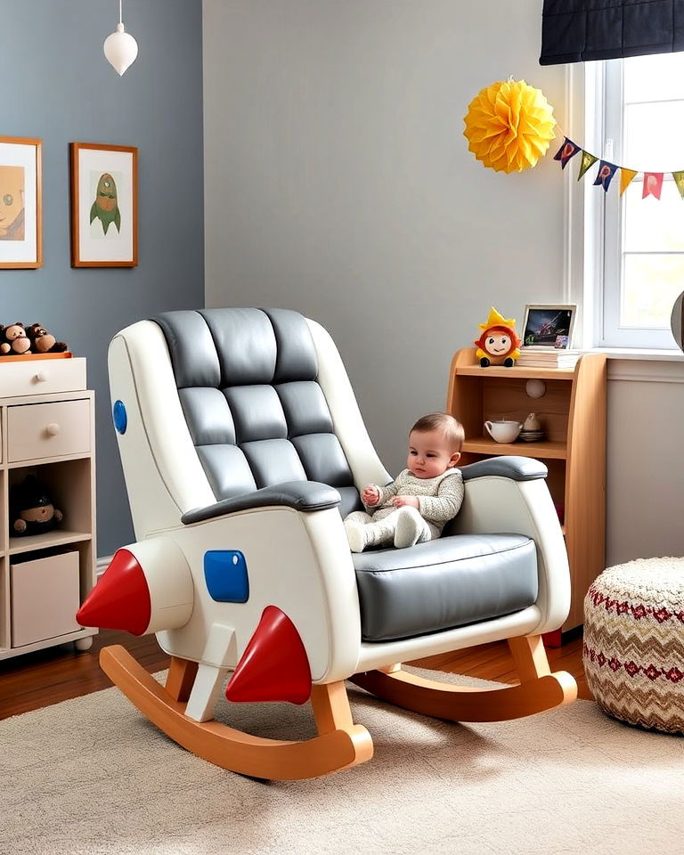 comfortable spaceship rocking chair - 20 Space-themed Nursery Ideas