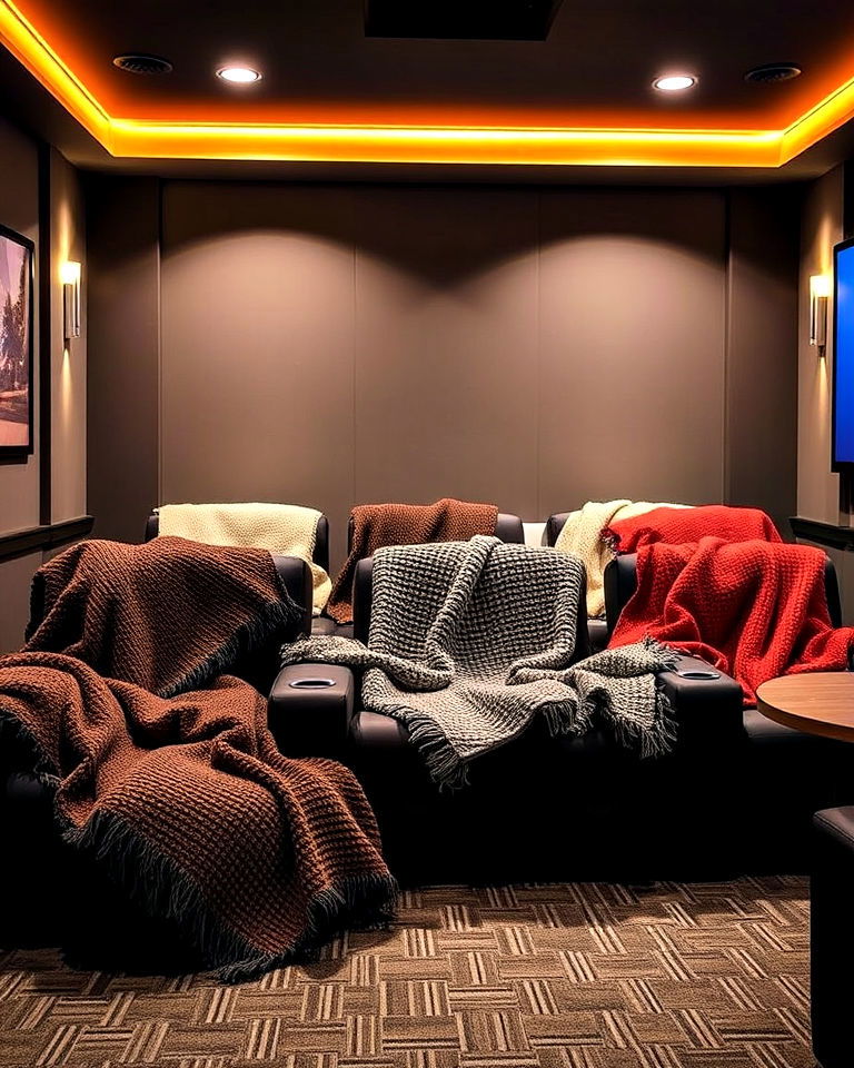 comfortable stylish throw blankets - 40 Small Home Theater Ideas