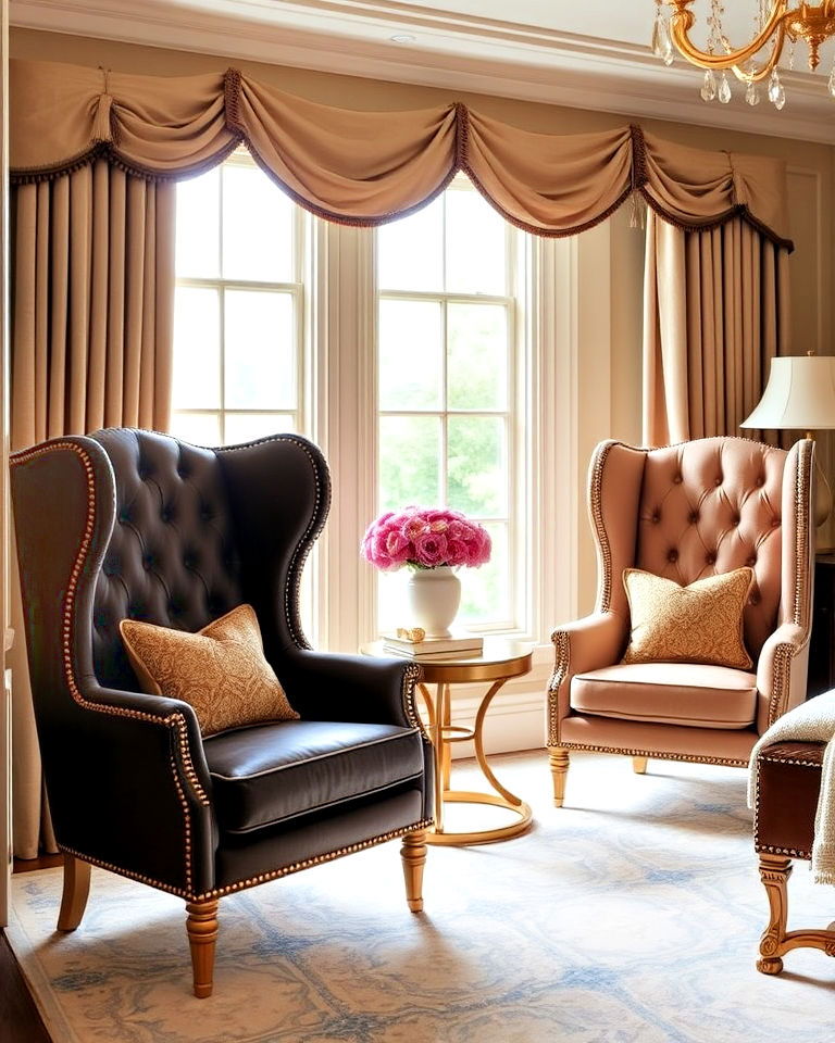 comfortable tall tufted armchairs - 20 Royal Bedroom Ideas
