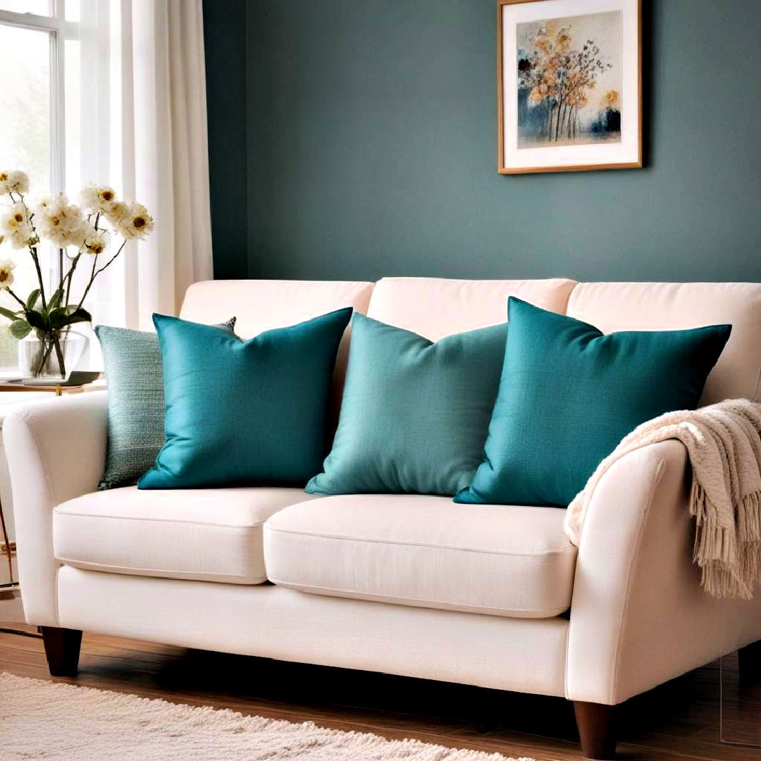 comfortable teal throw pillows - 25 Teal Living Room Ideas