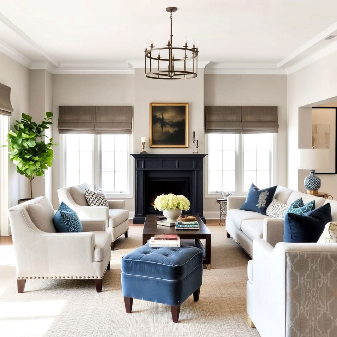 comfortable upholstered furniture - 40 Transitional Living Room Ideas
