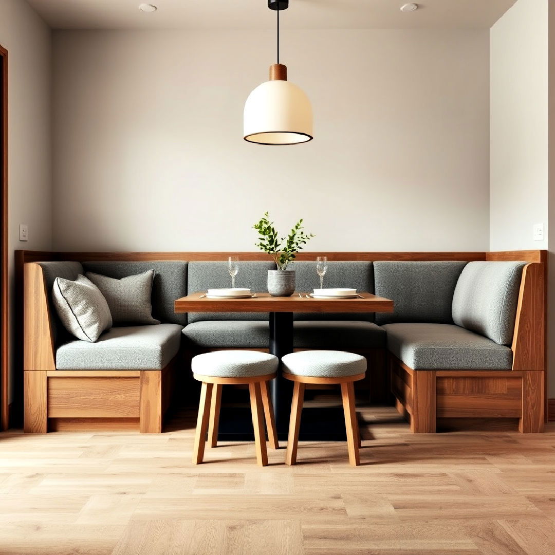comfortable upholstered wooden seating - 40 Banquette Seating Ideas
