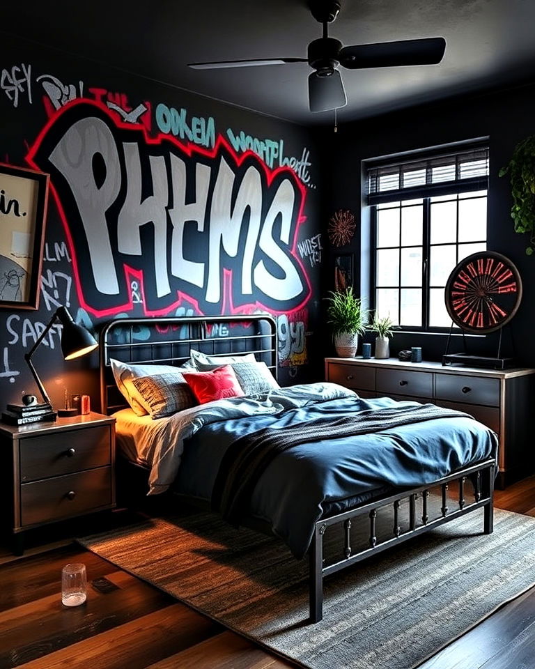 comfortable urban street style bedroom - 40 Teenage Boy Bedroom Ideas