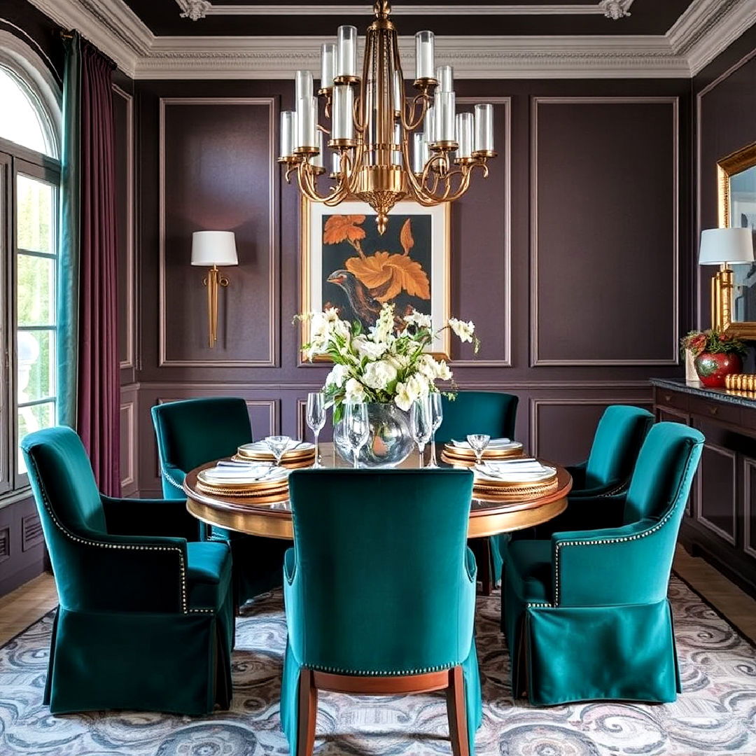 comfortable velvet upholstered chairs - 40 Luxury Dining Room Ideas