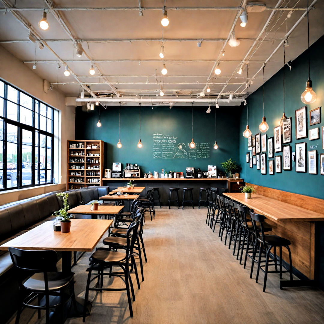 community hub cafe with flexible seating arrangements - 40 Coffee Bar Ideas