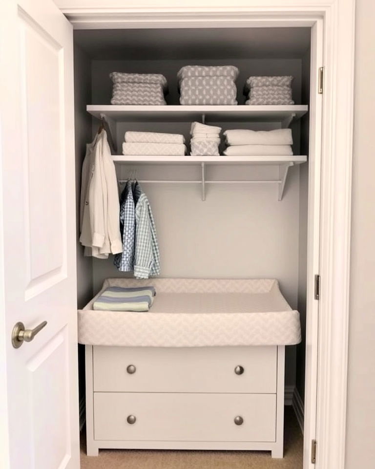 compact fold down changing station - 25 Nursery Closet Ideas