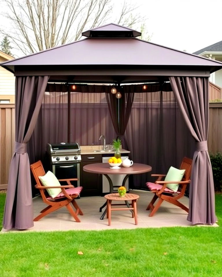 compact gazebo with small kitchenette - 20 Outdoor Kitchen with a Gazebo Ideas