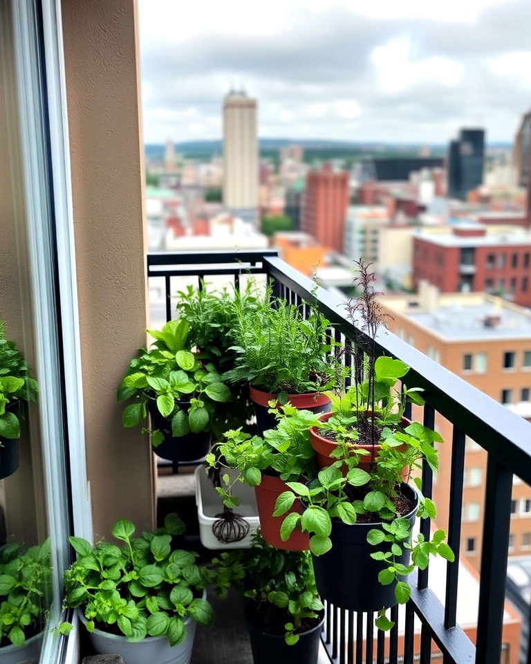 compact herb garden for loft balcony - 20 Loft Balcony Ideas
