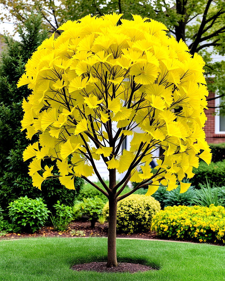 compact landscape with dwarf ginkgo - 30 Small Trees for Front Yard