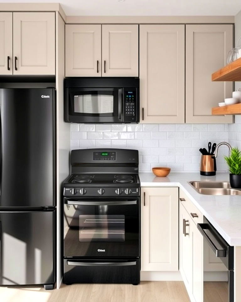 compact layout optimization ideas - 20 Small Kitchen with Black Appliances Ideas