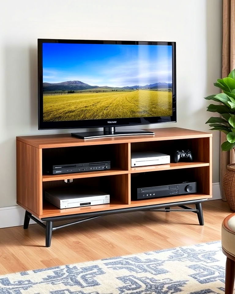 compact media console for small home theater - 40 Small Home Theater Ideas