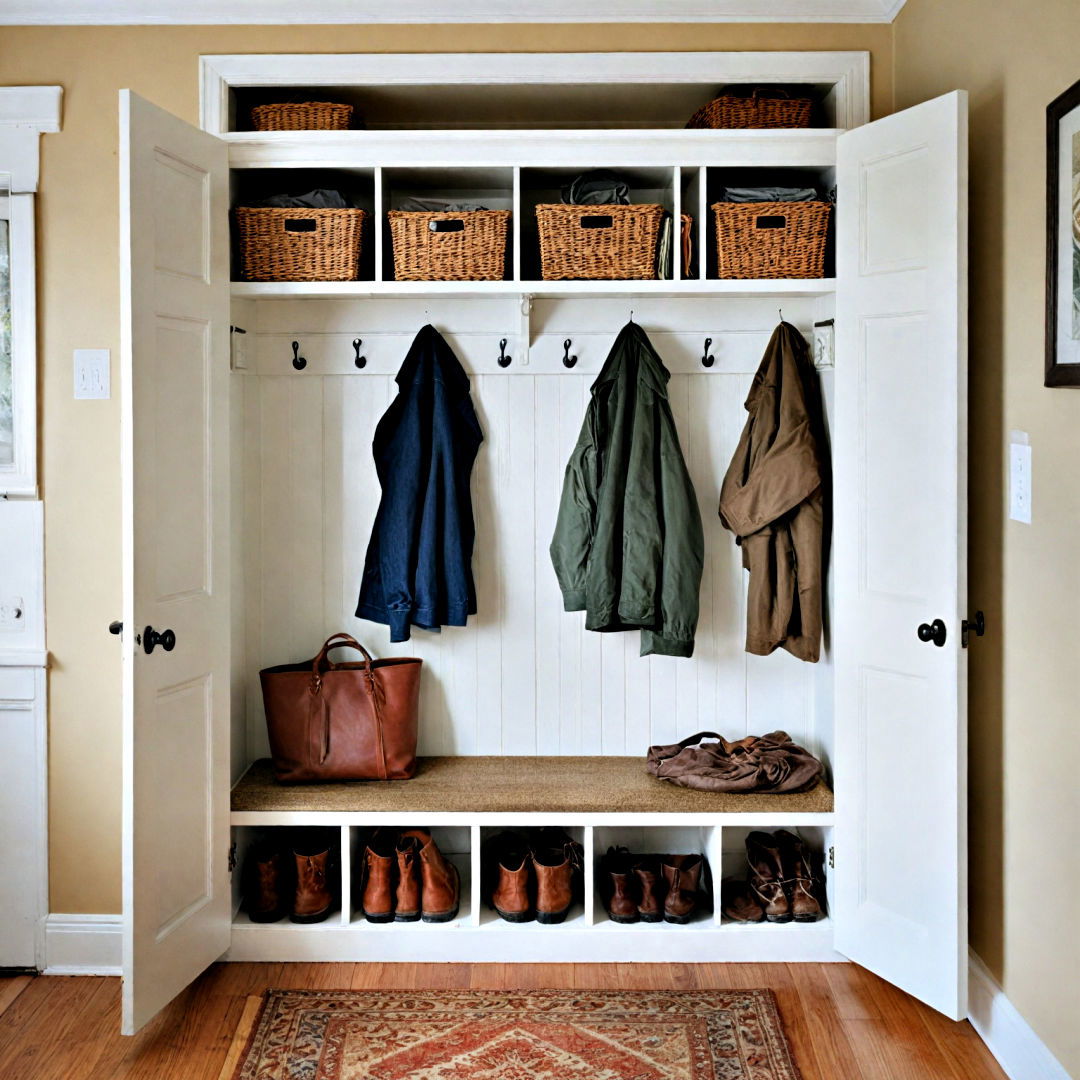 compact mudroom closet idea - 40 Mudroom Ideas
