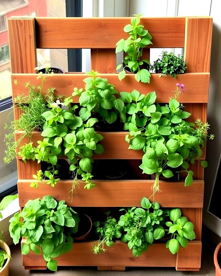 compact pallet herb garden - 40 Pallet Furniture Ideas