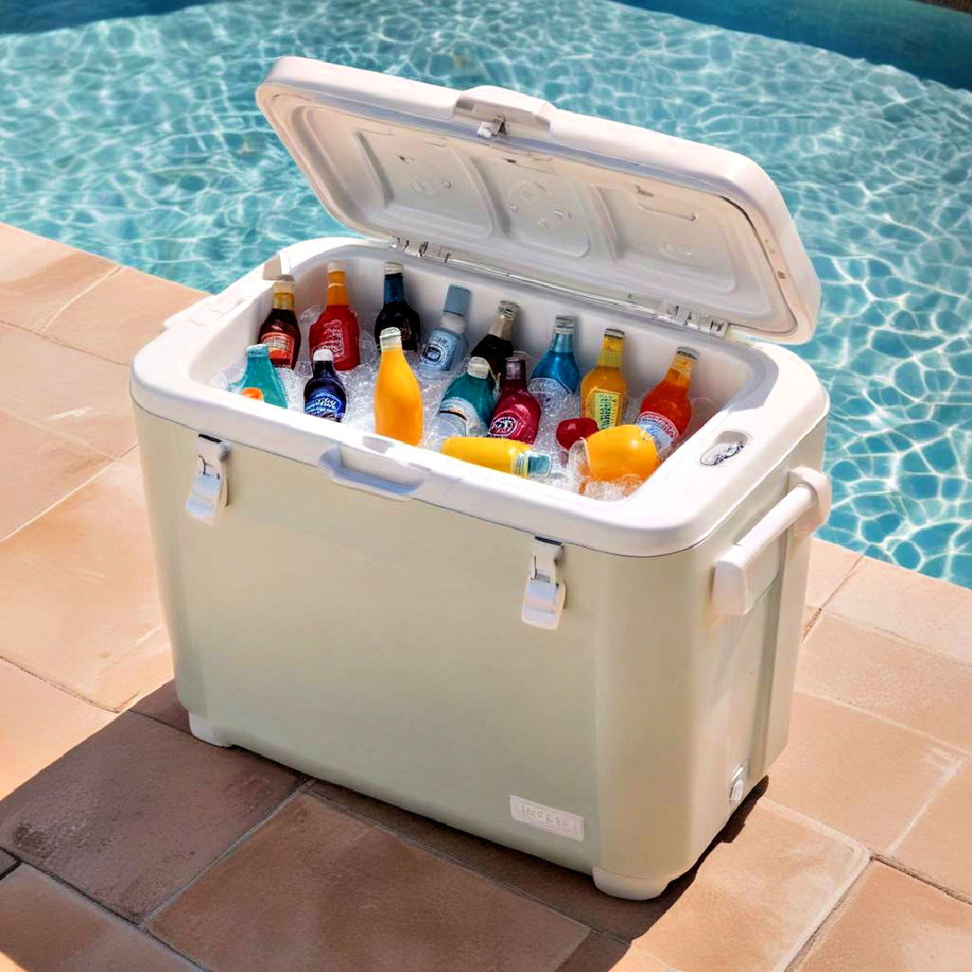 compact poolside cooler - 20 Pool Furniture Ideas