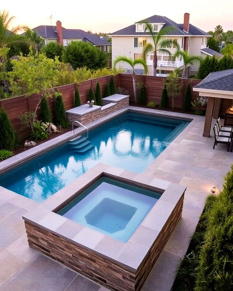 compact rectangle pool with a hot tub - 20 Rectangle Pool With Hot Tub