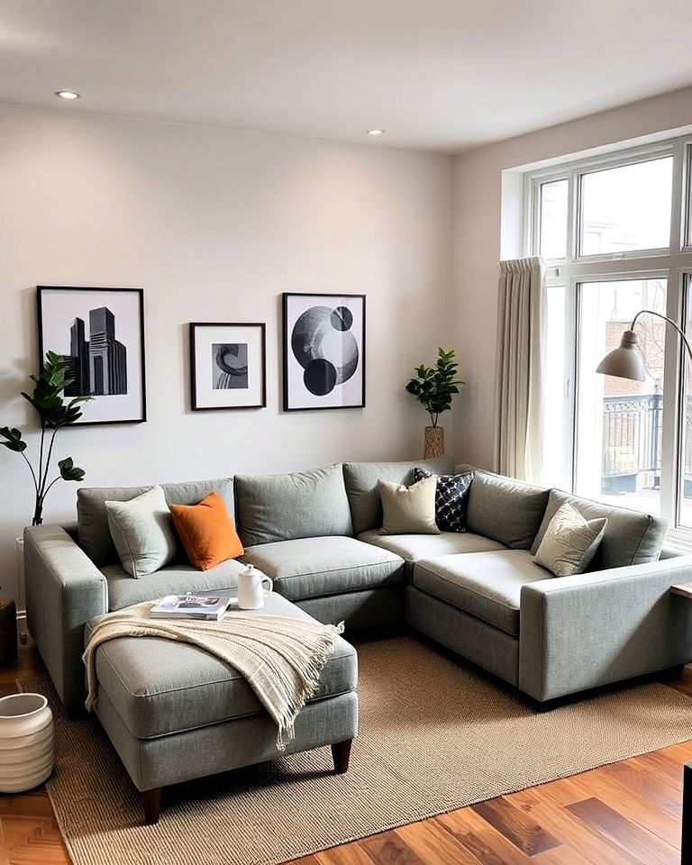 compact sectional with a sleeper function - 30 Small Living Room Sectional Layout Ideas